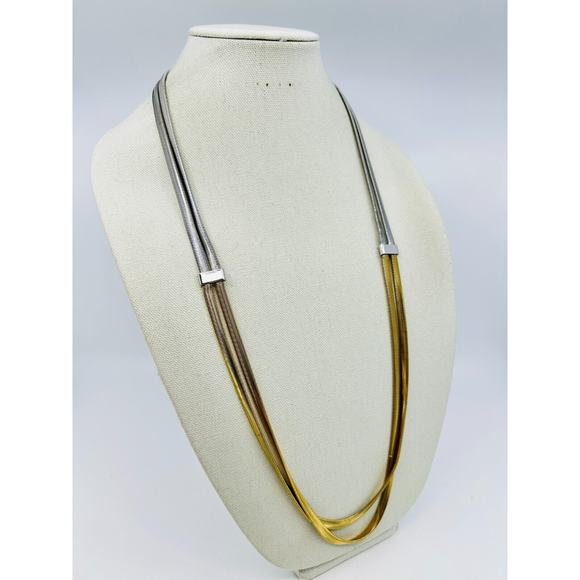 Ann Taylor LOFT Necklace Layered Chain Mixed Tone Modernist Jewelry - Picture 5 of 9
